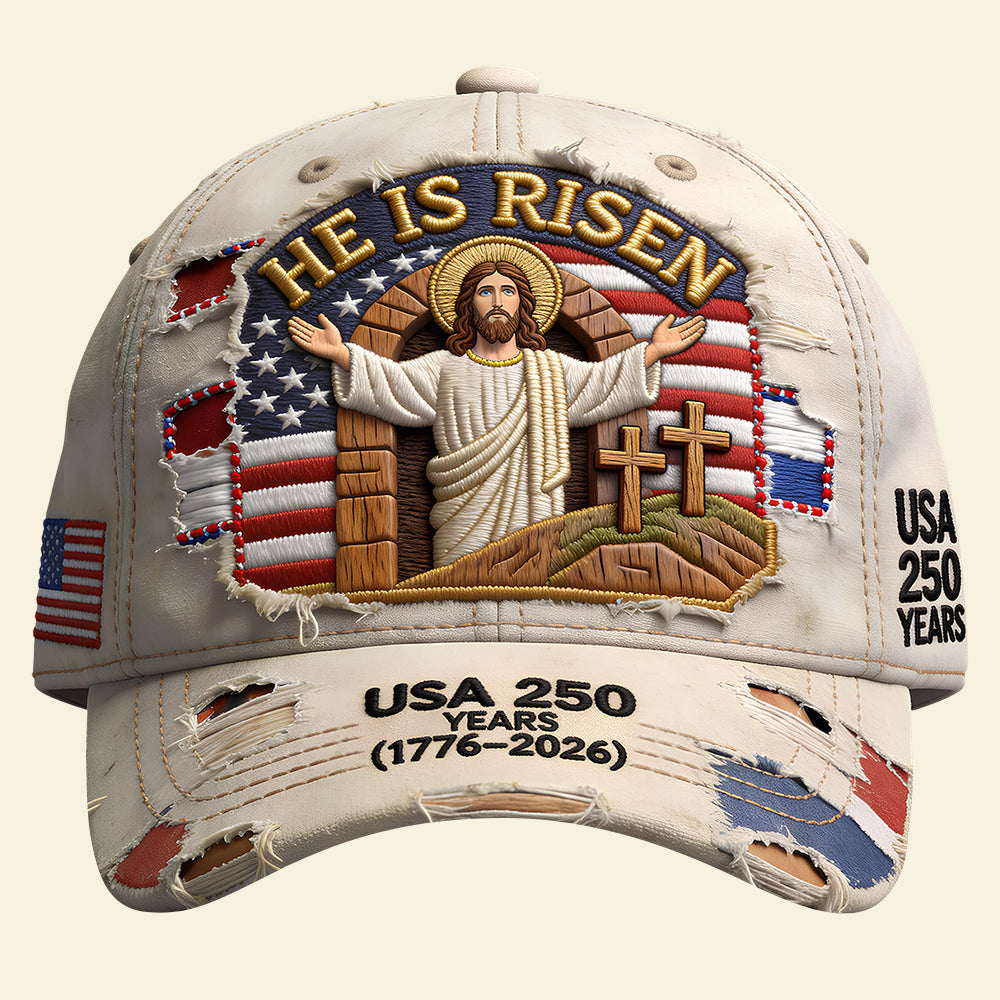 He Is Risen - Celebrate America's 250th Anniversary with Personalized Classic Cap - Meaningful Gift for Christians Caps PopCulturePrints