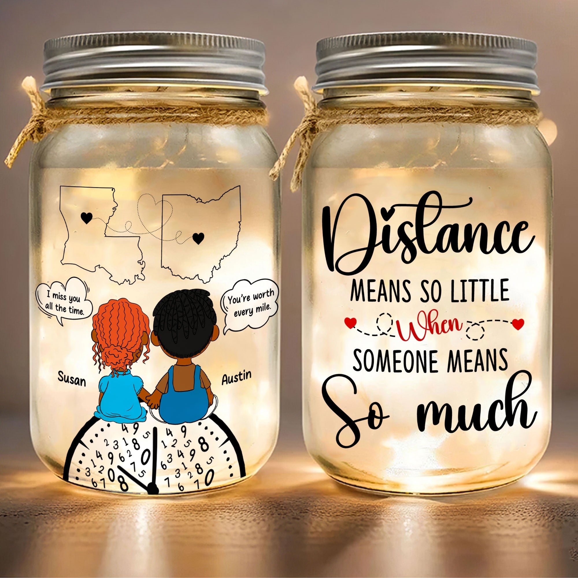 Personalized Mason Jar Light for Couples - Custom Love Map Gift Drink Jar PopCulturePrints