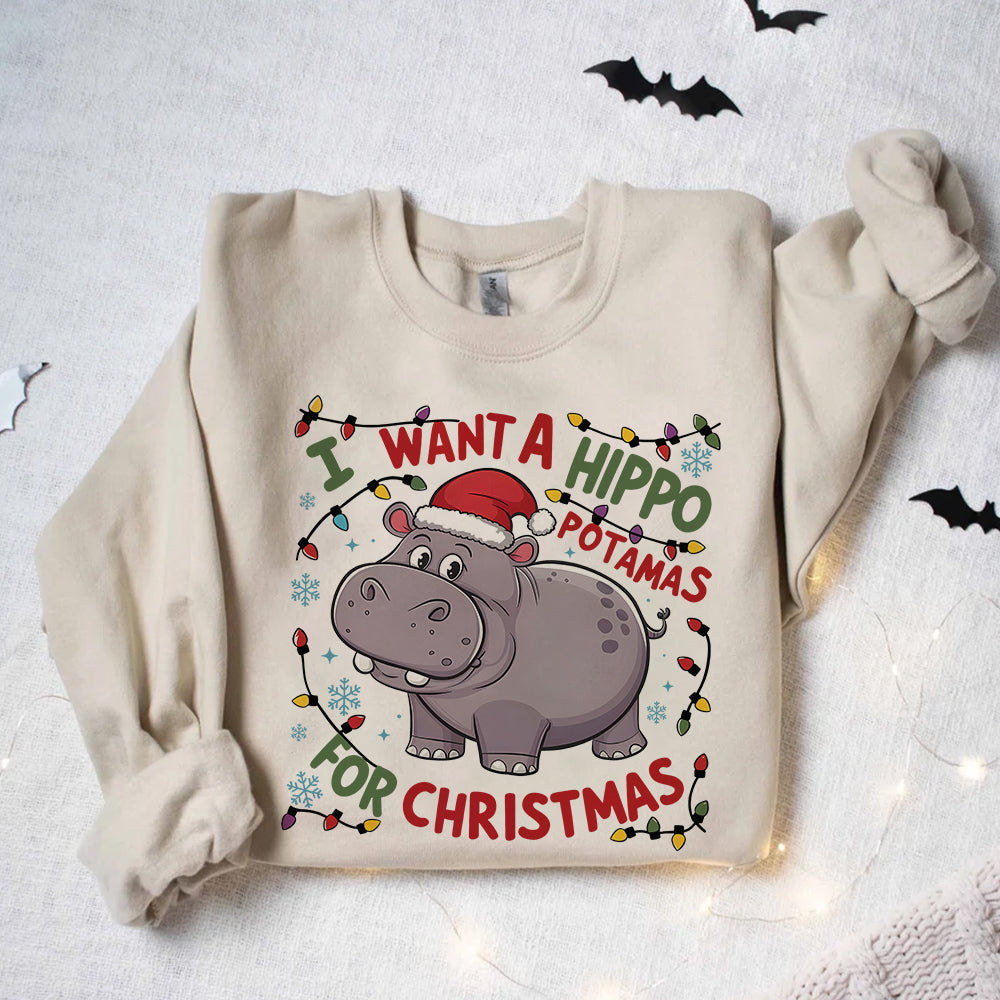 Festive Hippo Christmas Lover's Shirt