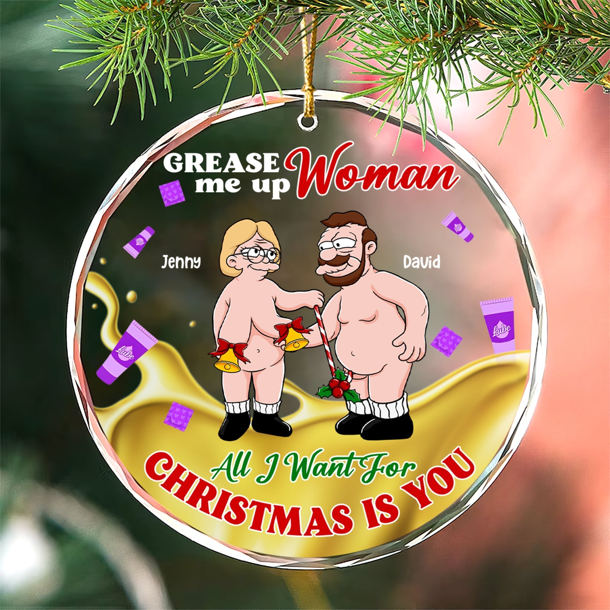 Personalized Couple Christmas Ornament - Funny Holiday Decor for Valentine's Day Gifts Ornament PopCulturePrints