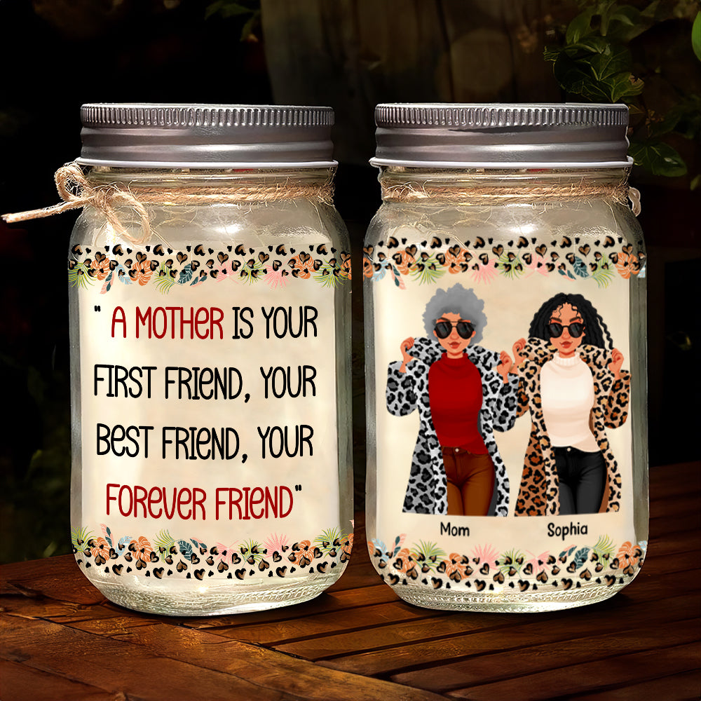 Personalized Mason Jar Light for Mom - Forever Friend Gift Drink Jar PopCulturePrints