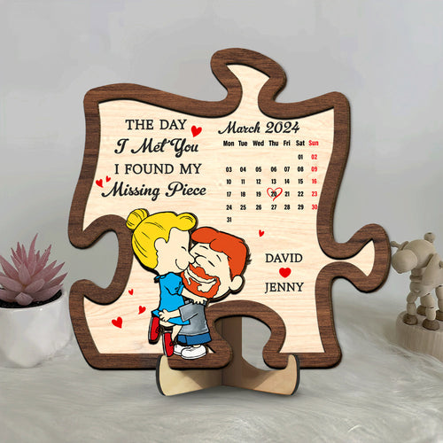 Personalized Couple Puzzle Wood Sign - Found My Missing Piece Wood Sign PopCulturePrints