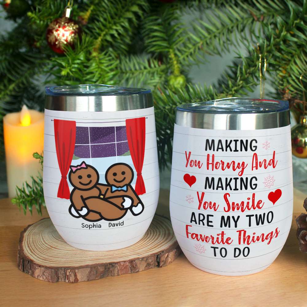 Naughty and Nice Personalized Wine Tumbler - Fun Valentine's Day and Christmas Gift for Couples Wine Tumbler PopCulturePrints