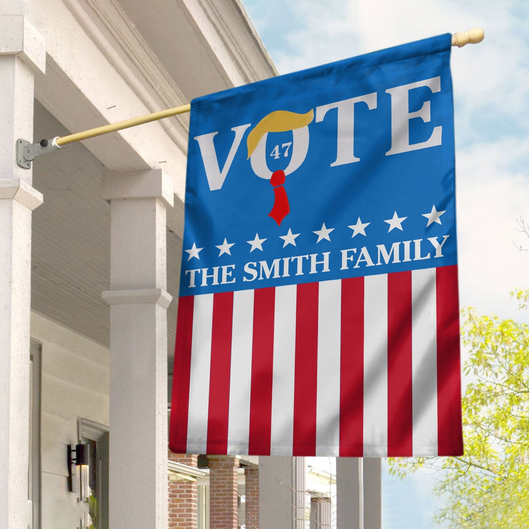 Personalized Family & Patriotic Garden Flag - Vote 47 Design