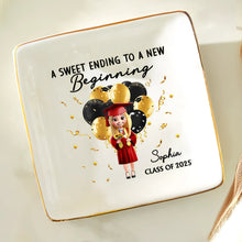 Load image into Gallery viewer, A Sweet Ending To A New Beginning - Personalized Graduation Ring Dish Ring Dish PopCulturePrints
