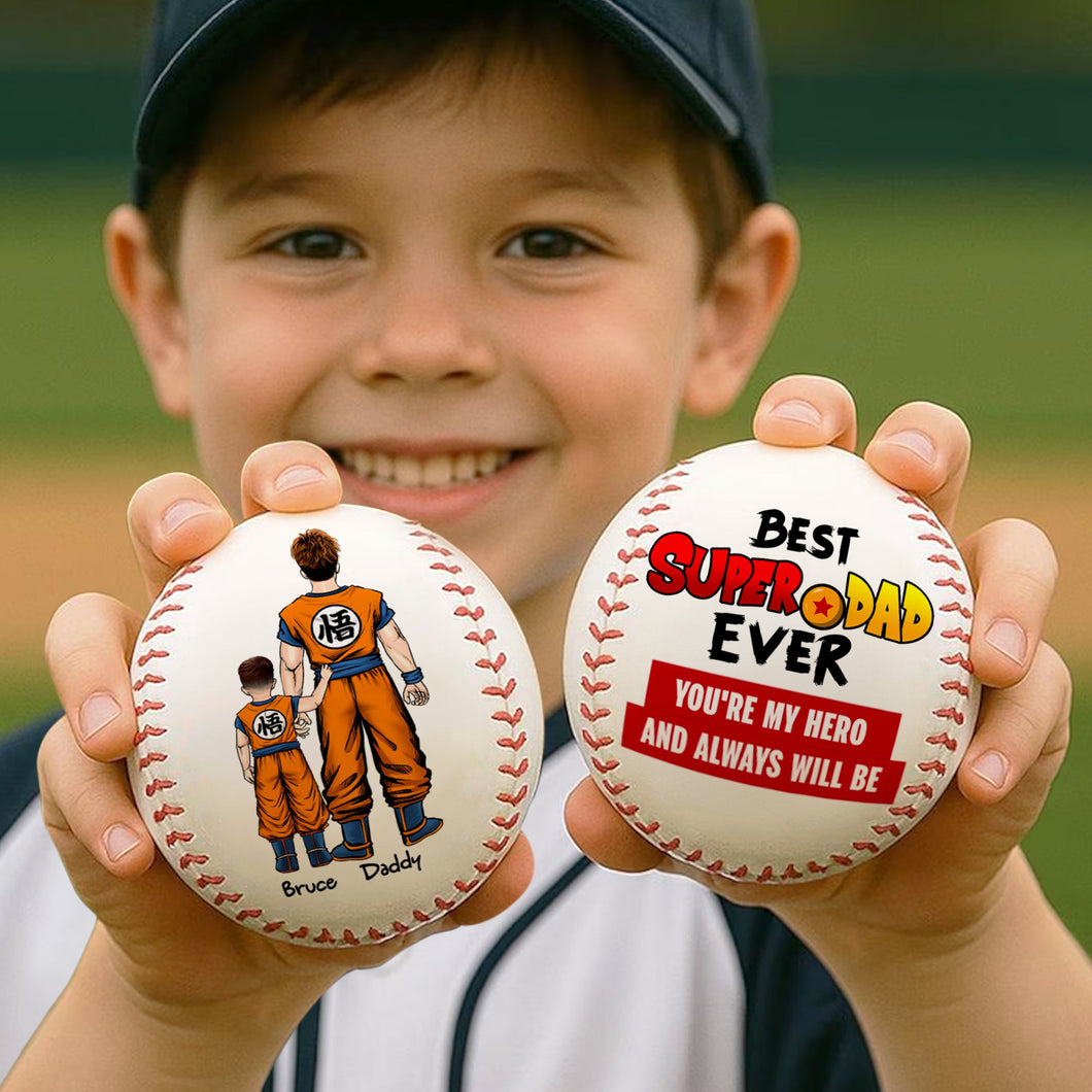 Best Super Dad Ever - Personalized Baseball Gift for Dad Baseball PopCulturePrints