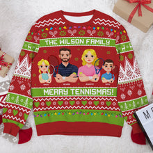 Load image into Gallery viewer, Personalized Family Tennis-Themed Christmas Sweater
