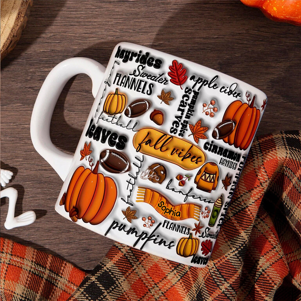 Personalized Pumpkin Fall Vibes Halloween Coffee Mug