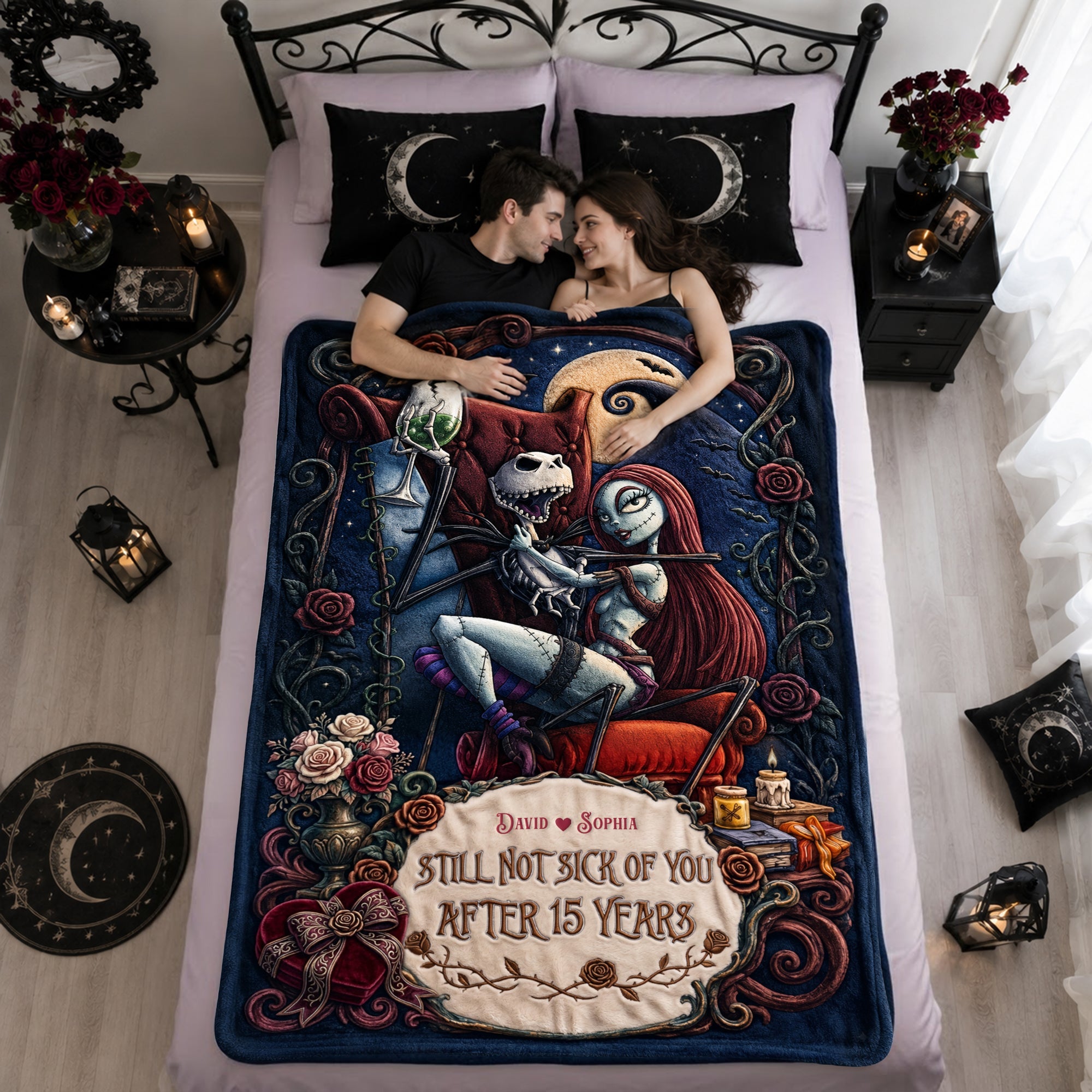"Still Not Sick of You After 15 Years" - Kindred Spirit Couple Blanket - Personalized Gift for Couples