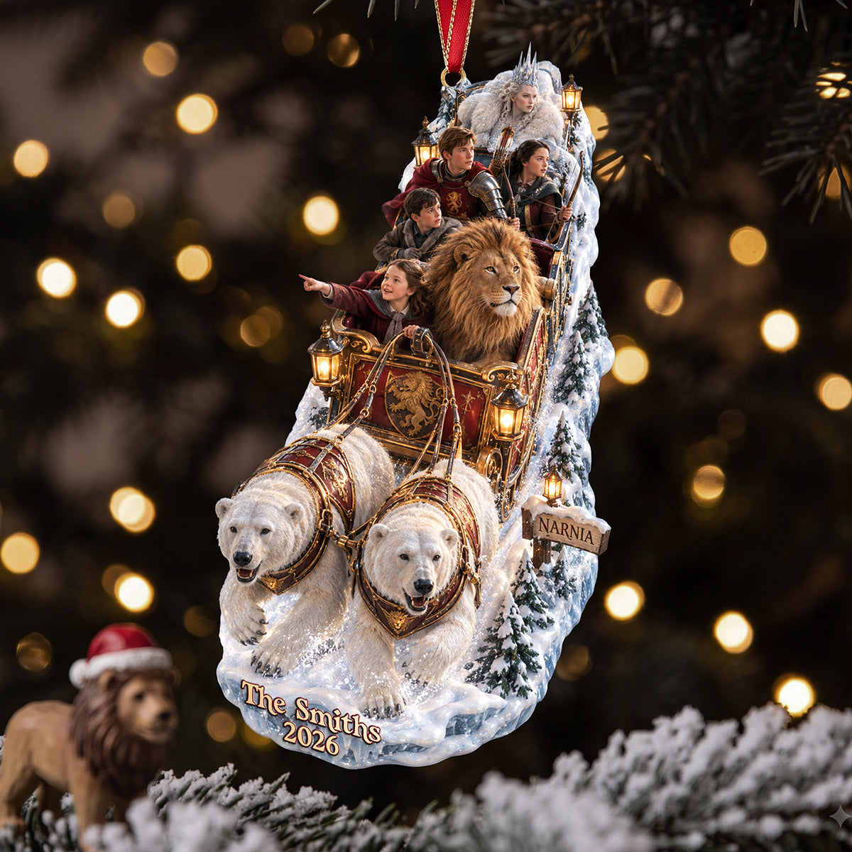 “Journey to Narnia Awaits!” - Sleigh To The Imaginary World Ornament, Personalized Christmas Gift for All Ages Ornament PopCulturePrints