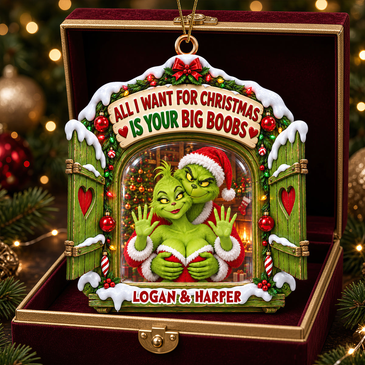 Cheeky Couple Holiday Ornament - Personalized Christmas Gifts For Couple 07ohdt071026 Ornament PopCulturePrints