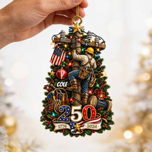 Load image into Gallery viewer, Proud Lineman - Personalized Christmas Ornament - Gift for Linemen and American Patriots Ornament PopCulturePrints
