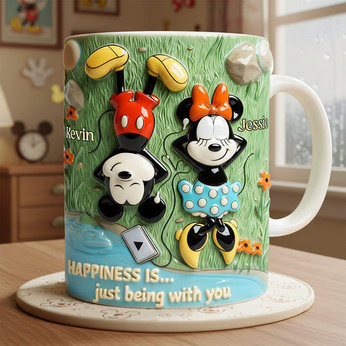 Happiness Is... Just Being With You - Personalized Couple Coffee Mug Coffee Mug PopCulturePrints