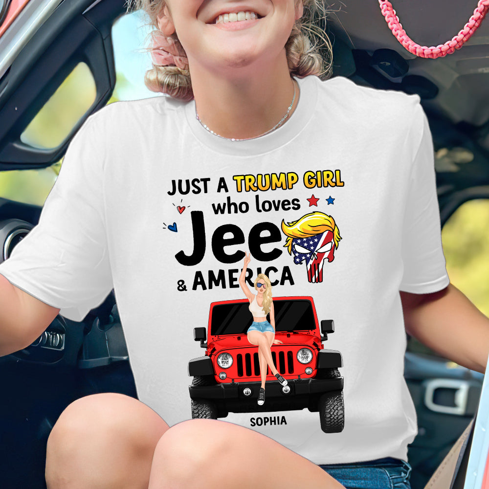 Personalized Just A Trump Girl Who Loves Jeeps & America T-Shirt