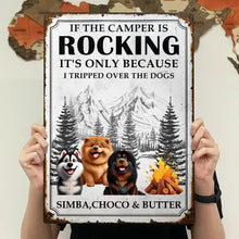 Load image into Gallery viewer, If The Camper Is Rocking, It's Only Because I Tripped Over The Dog - Personalized Classic Metal Sign Metal Sign PopCulturePrints
