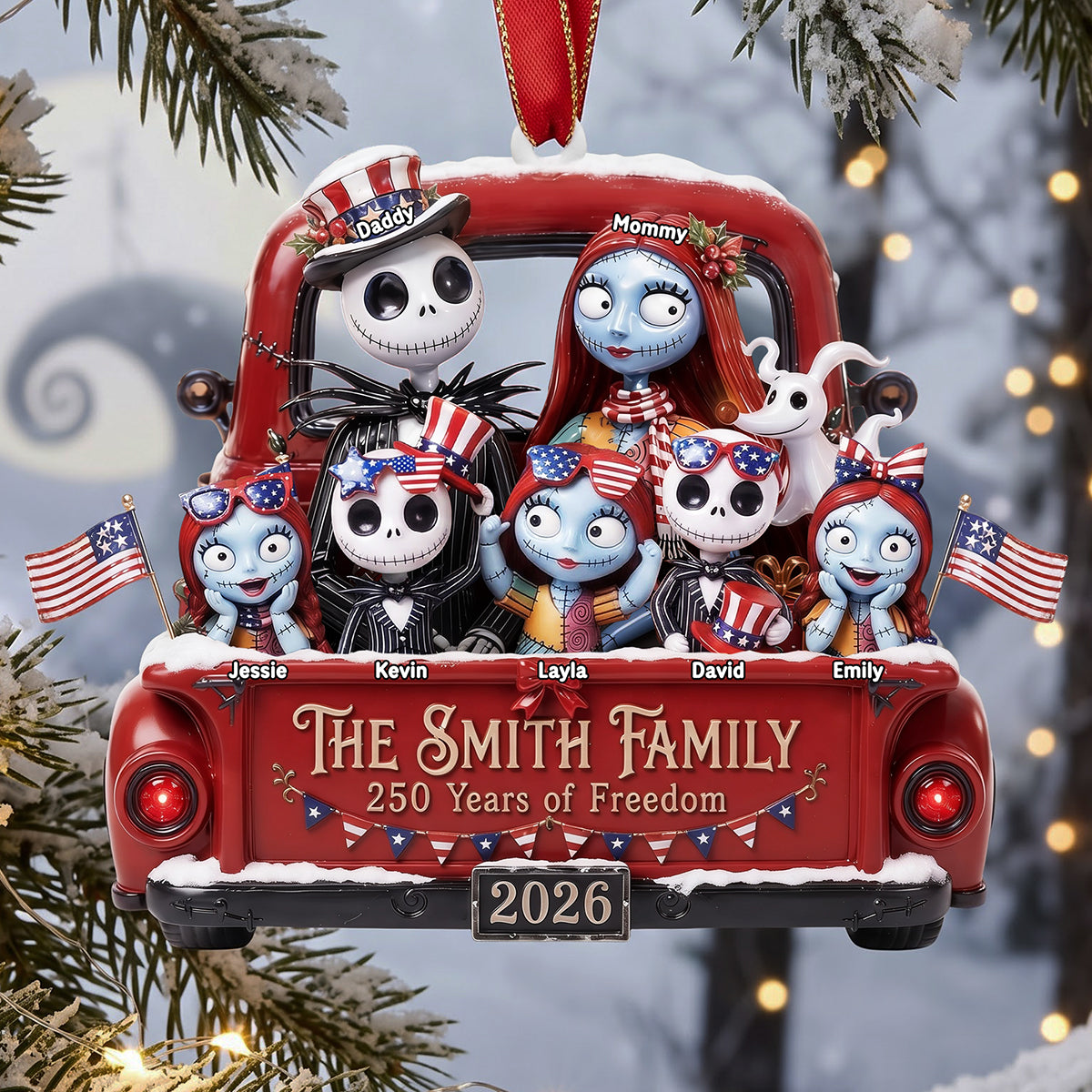 Celebrate Freedom with the Proud Family - Personalized Acrylic Ornament for Christmas
