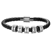 Load image into Gallery viewer, Custom Family Name Braided Leather Bracelet for Dad Bracelets PopCulturePrints

