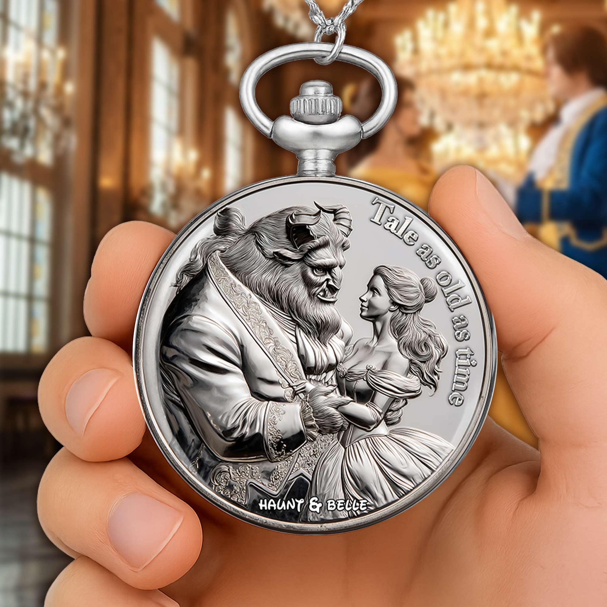 Tale As Old As Time Pocket Watch - Personalized Gift for Couples Pocket Watch PopCulturePrints
