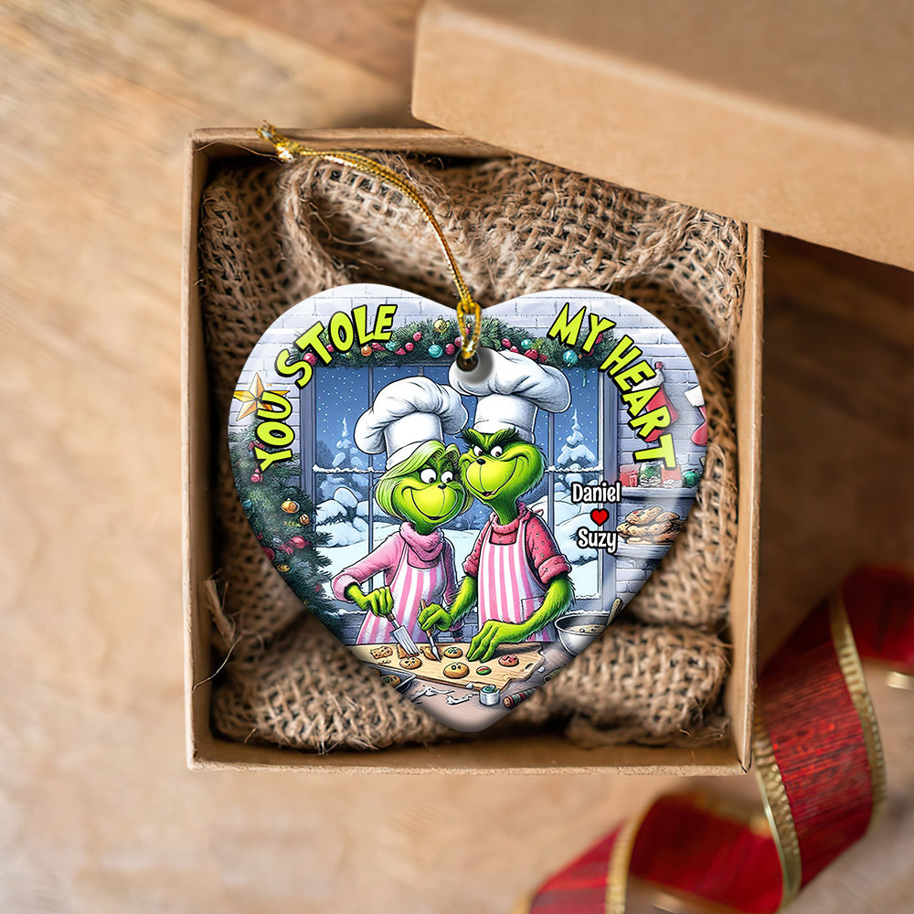 Personalized Grinch Couple Christmas Ornament - Unique Holiday Gift - Valentine's Day Gifts Ornament PopCulturePrints