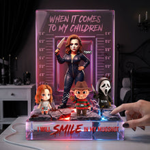 Load image into Gallery viewer, "When It Comes To My Children, I Will Smile In My Mugshot" - Fun Crime Mom Acrylic Light Box - Personalized Gift for Moms and Grandmas Light Box PopCulturePrints
