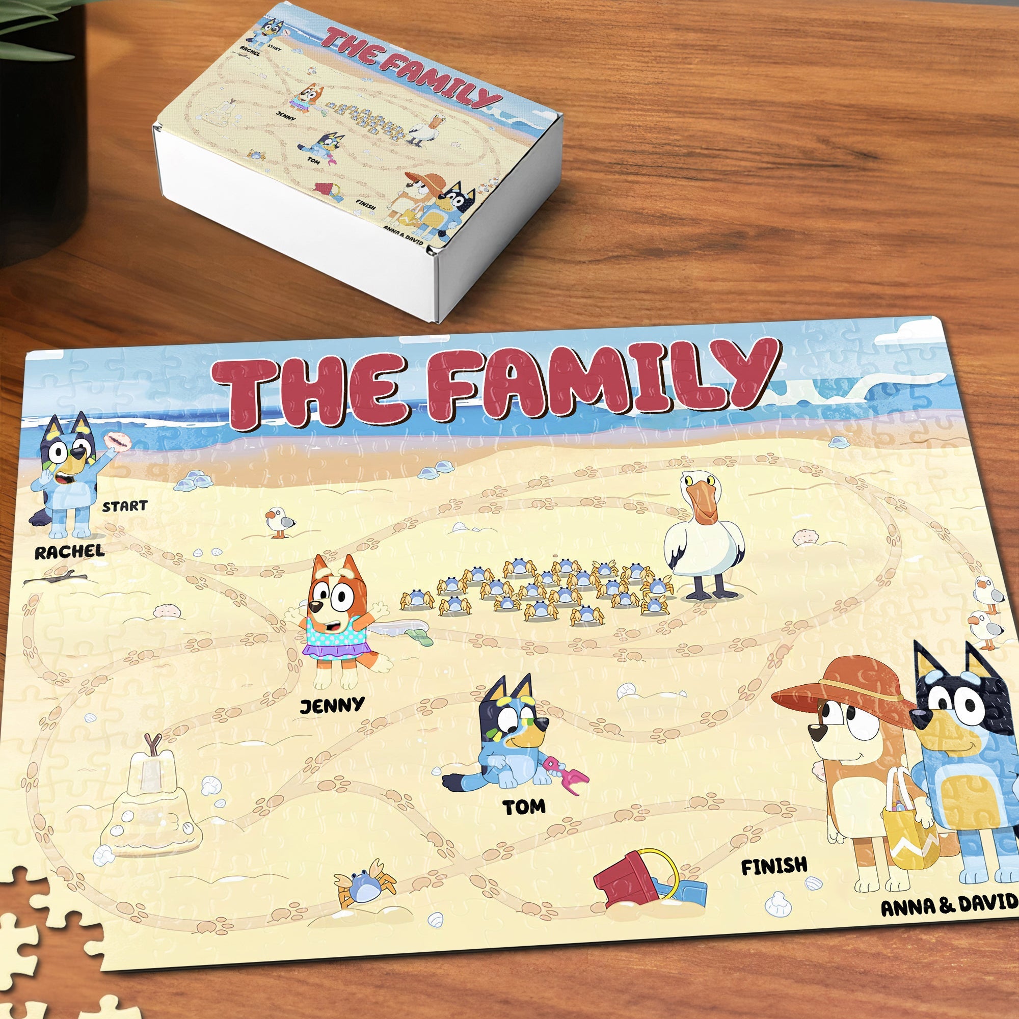 Personalized Family Cartoon Jigsaw Puzzle - Customizable Name Puzzle - Perfect Gift for Kids & Families