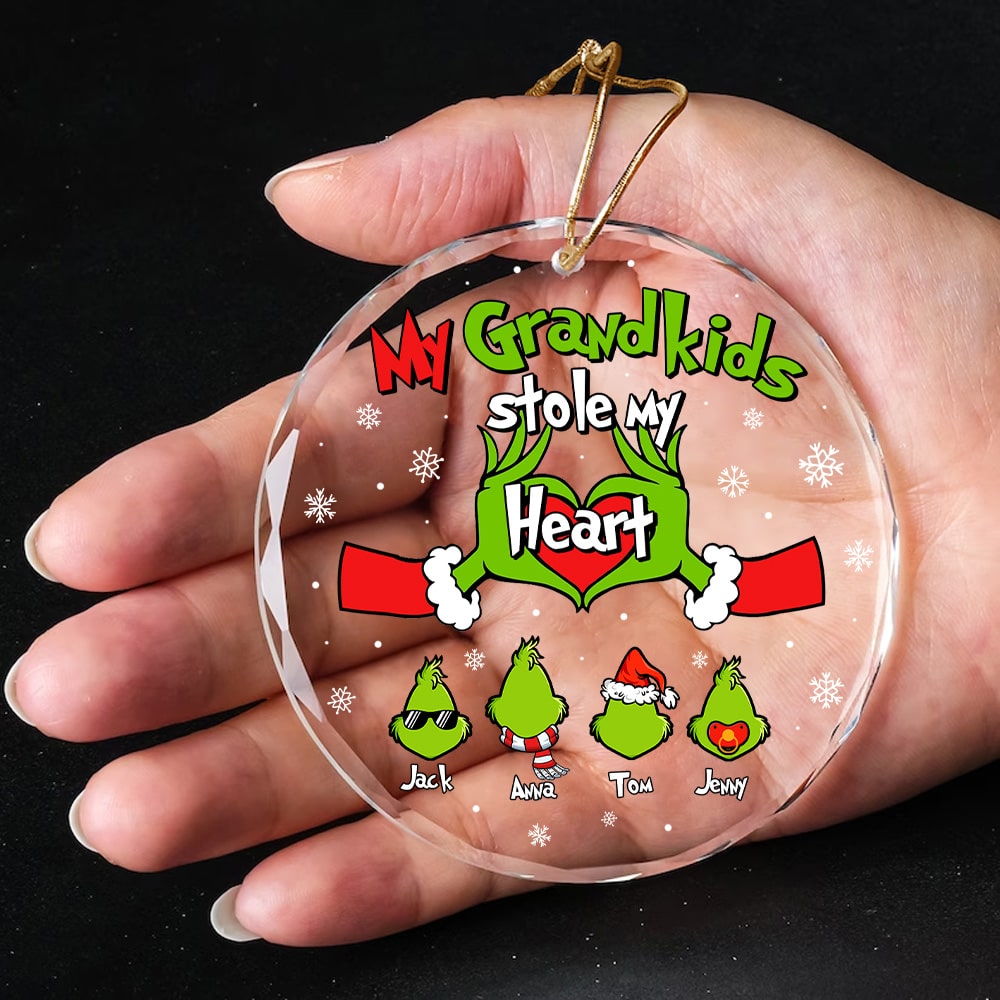 Custom Grandma Ornament - Grandkids Stole My Heart Design Ornament PopCulturePrints