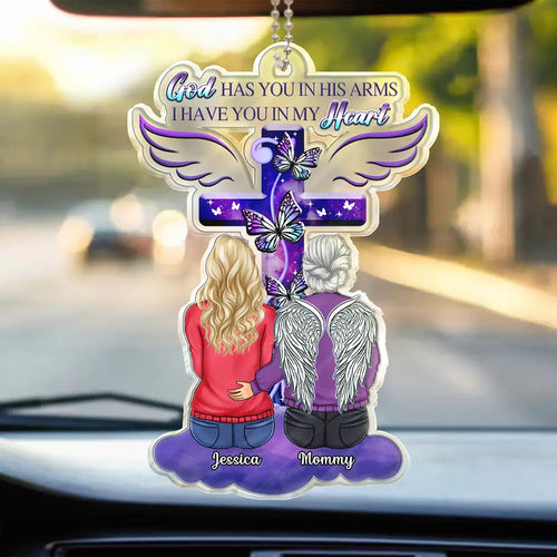 God Has You In His Arms - Personalized Acrylic Car Hanger for Mom, Daughter, and Loved Ones Acrylic Car Hanger PopCulturePrints
