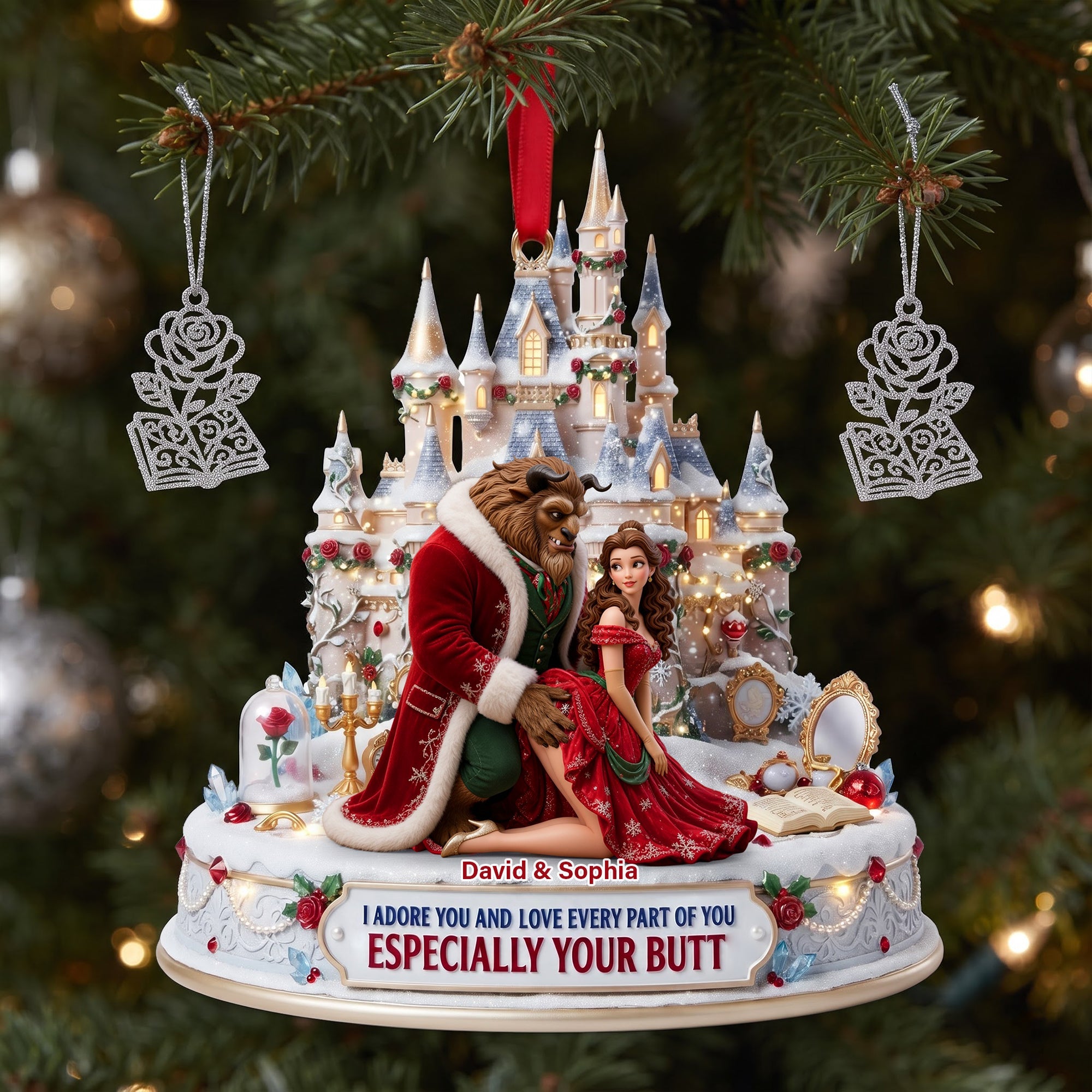 "I Adore You and Love Every Part of You – Personalized Christmas Ornament for Couples" Ornament PopCulturePrints