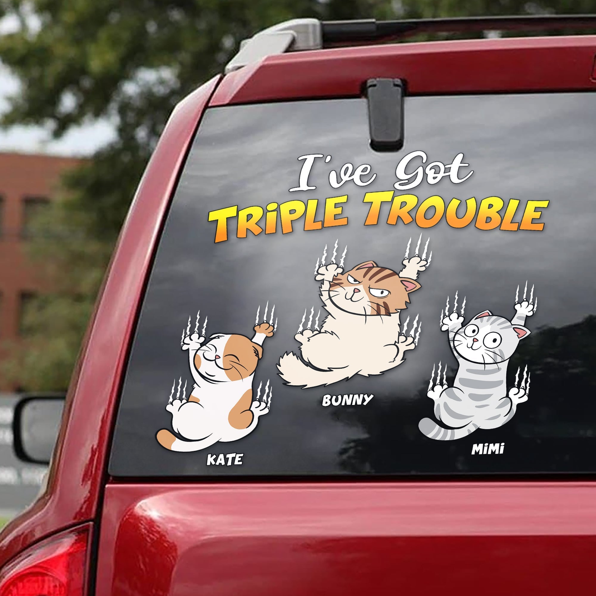 Customizable Triple Trouble Cat Decal for Car Lovers Decal Sticker PopCulturePrints