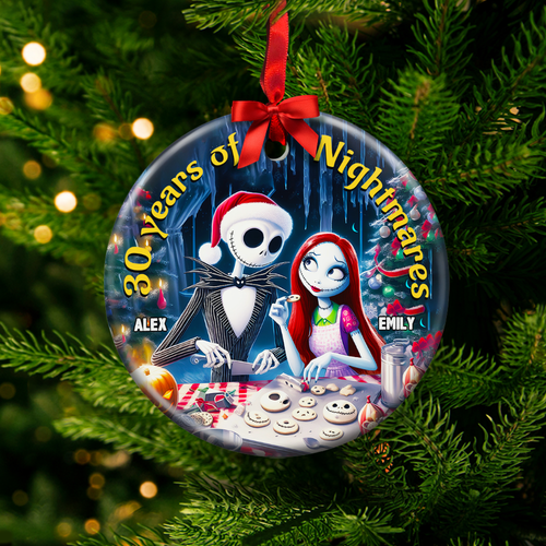 Custom Nightmare Couple Ornament - Personalized Ceramic Gift for Valentine's Day Gifts Ornament PopCulturePrints