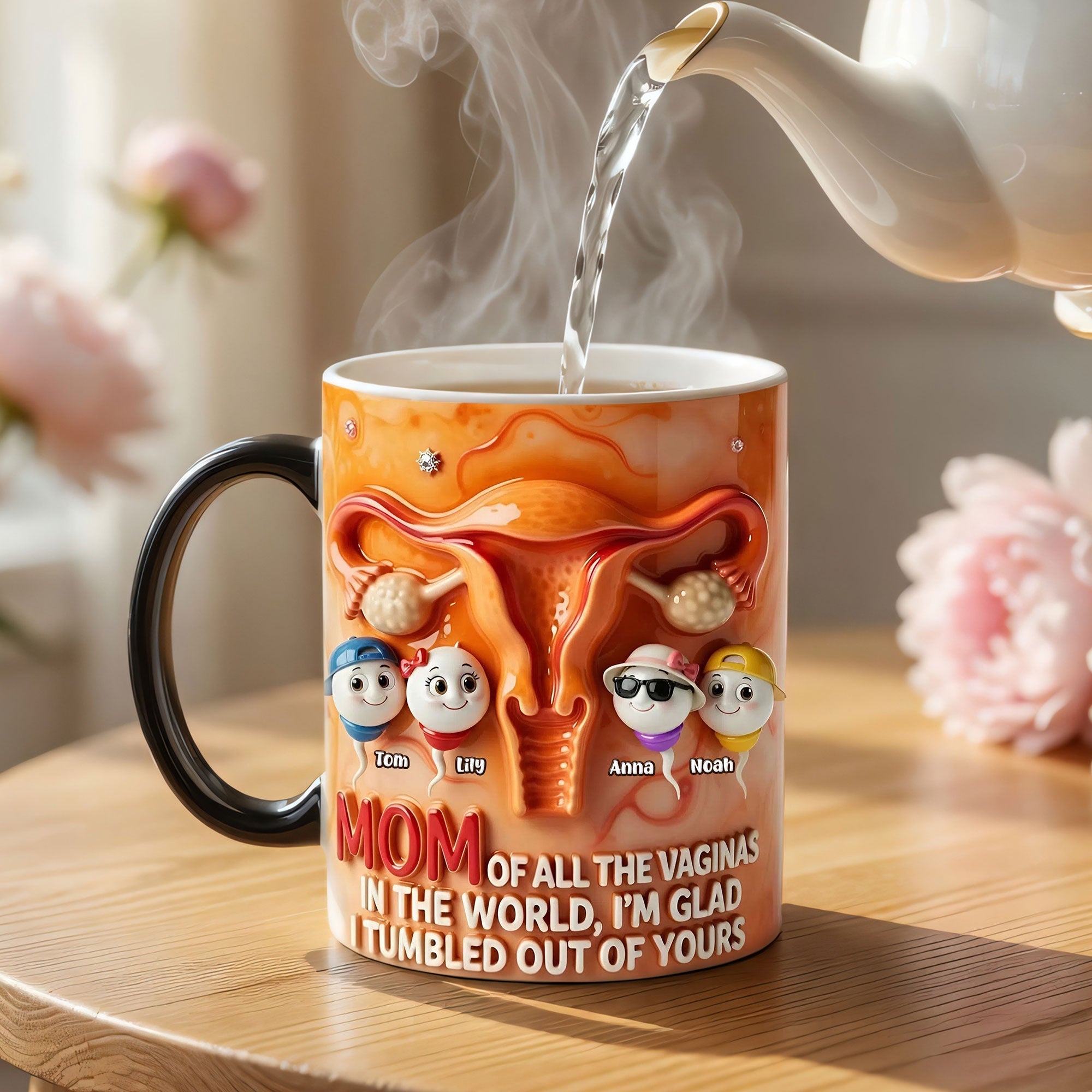“Mom of All the Vaginas in the World, I'm Glad I Tumbled Out of Yours” - Personalized Sperm Mom Magic Coffee Mug for Mother's Day Coffee Mug PopCulturePrints