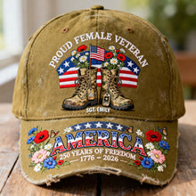 Load image into Gallery viewer, Proud Female Veteran Cap - Personalized Gift for Veterans Caps PopCulturePrints
