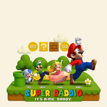 Load image into Gallery viewer, “Super Daddio: It&#39;s-a Me, Daddy!” - Personalized Acrylic Plaque Gift for Dad, Grandpa, and Daddy Shaped Plaques PopCulturePrints
