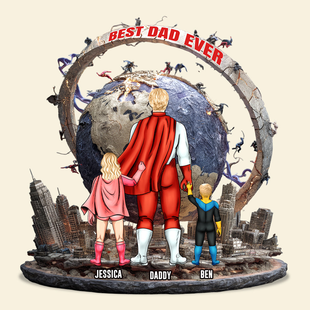 “Best Dad Ever” – Personalized Acrylic Plaque – Unique Gift for Dad & Grandpa Shaped Plaques PopCulturePrints