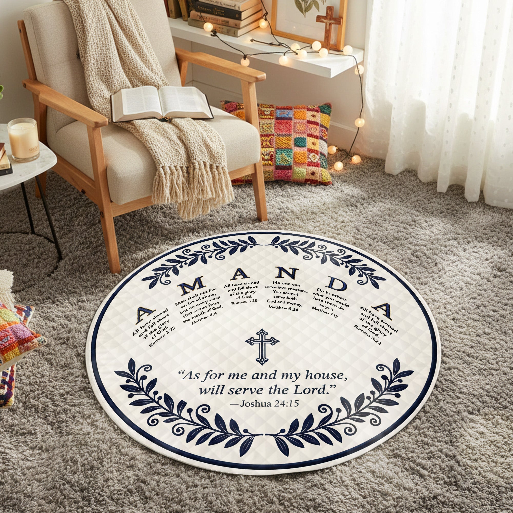 Personalized Inspirational Christmas Quilt Mat - Custom Gift for Christian Families Doormat PopCulturePrints