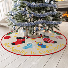Load image into Gallery viewer, &quot;Our Family is Everything&quot; - Personalized Holiday Stockings Quilted Tree Skirt – Custom Family Gift for Every Occasion Tree Skirt PopCulturePrints
