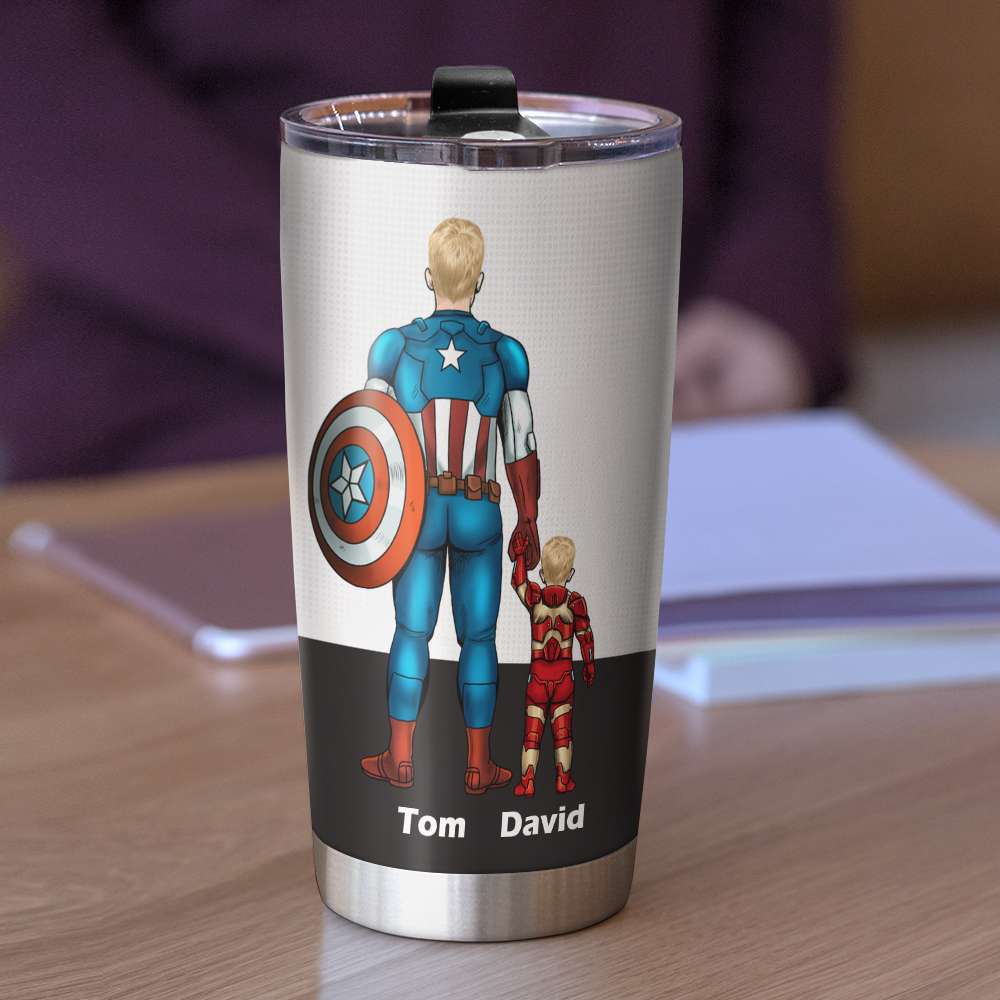 Personalized Superhero Dad Tumbler - Thank You For Saying Yes