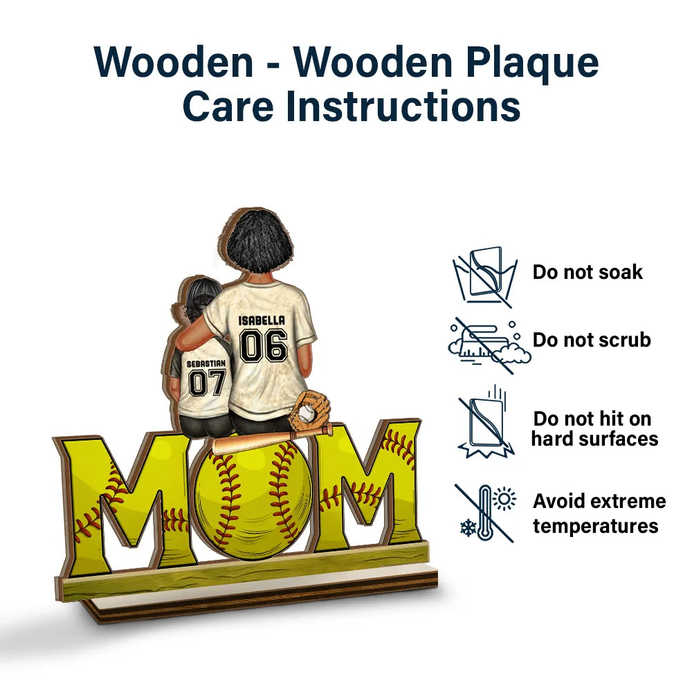 Baseball Mom And Kids - Personalized Custom Shaped 2-Layered Wooden Plaque Wooden Plaque PopCulturePrints