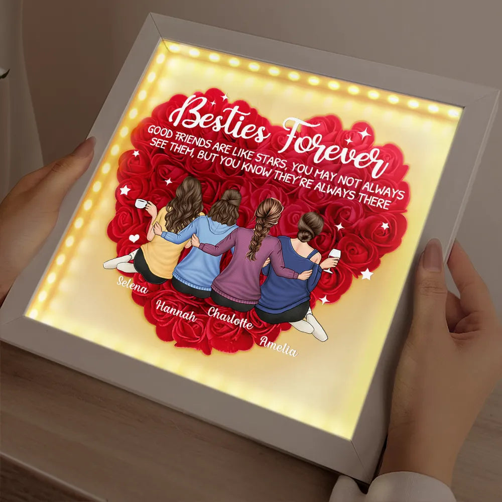 Besties Forever - Personalized LED Light Flower Shadow Box LED Light Flower Shadow Box PopCulturePrints
