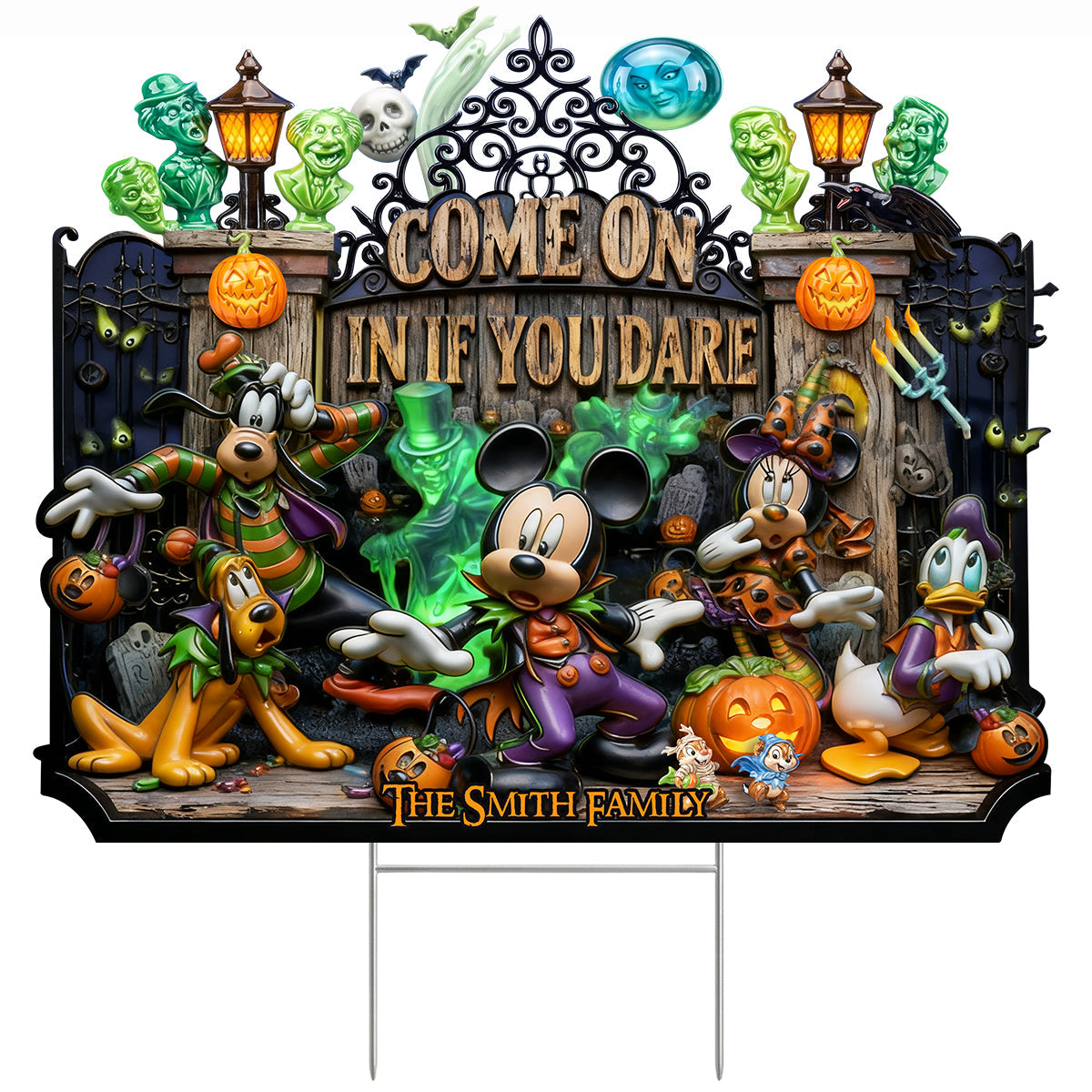 "Come On In If You Dare" - Personalized Scared Squad Yard Sign for Halloween