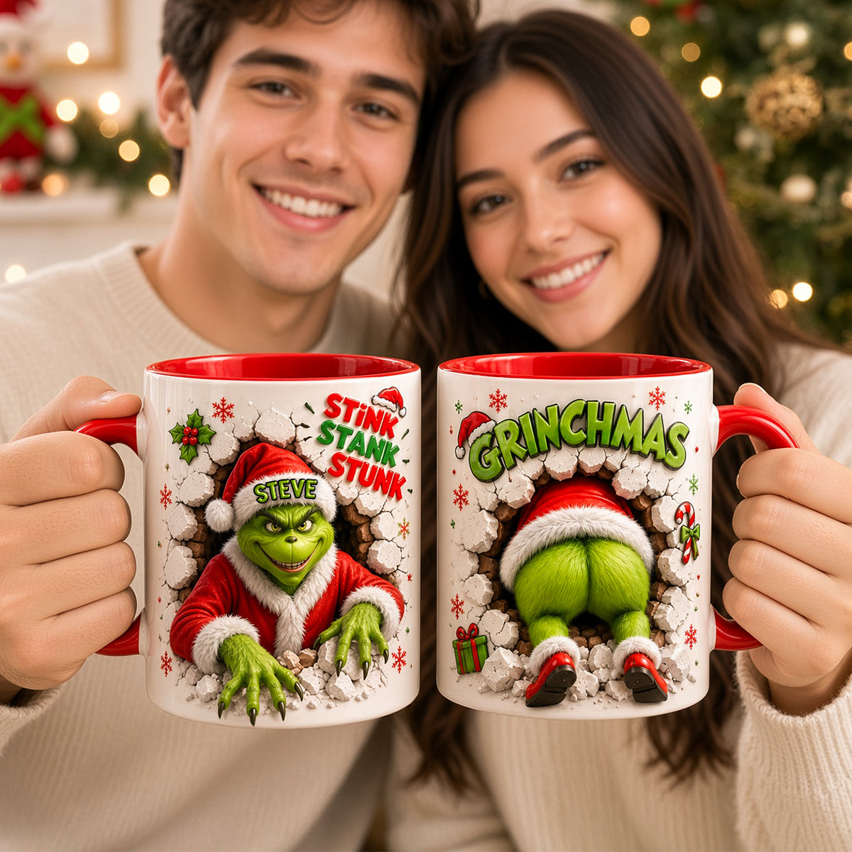 Stink Stank Stunk! Grinch Mug - Personalized Christmas Gift for Him & Her