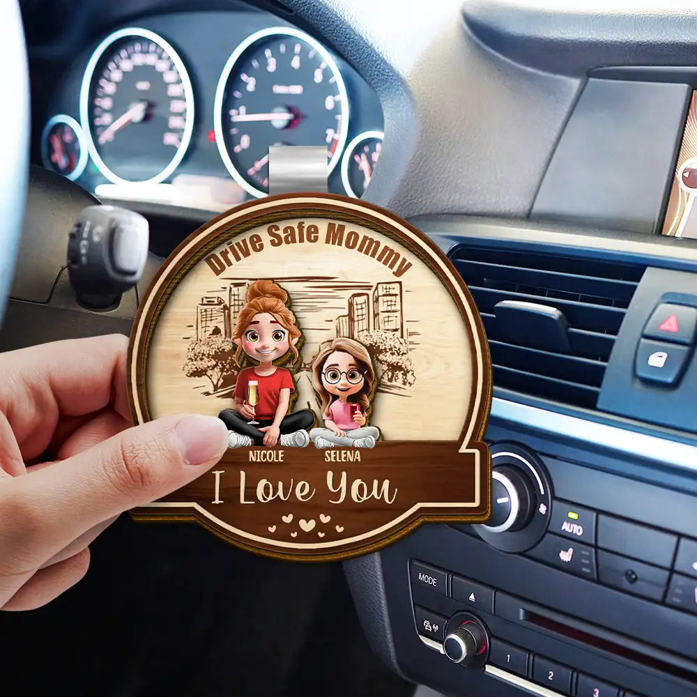 Drive Safe Daddy, We Love You - Personalized Custom Car Visor Clip Gift for Dad, Mom & Grandma Car Visor Clip PopCulturePrints