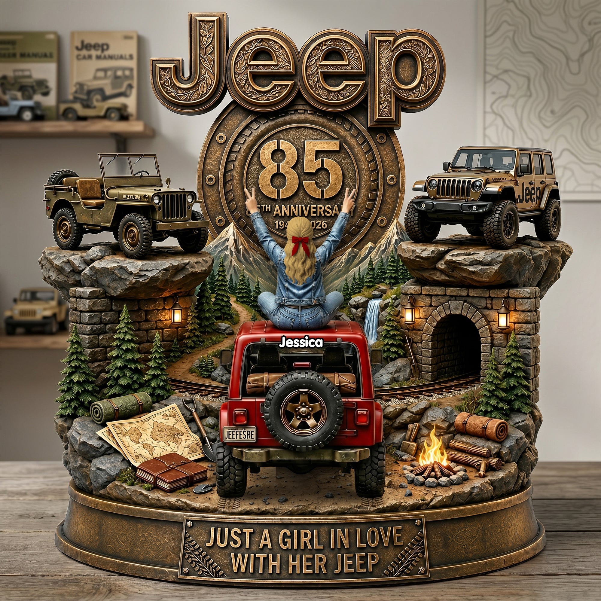 Just a Girl in Love with Her Jeep - Personalized Proud Off-road Journey Acrylic Plaque Shaped Plaques PopCulturePrints