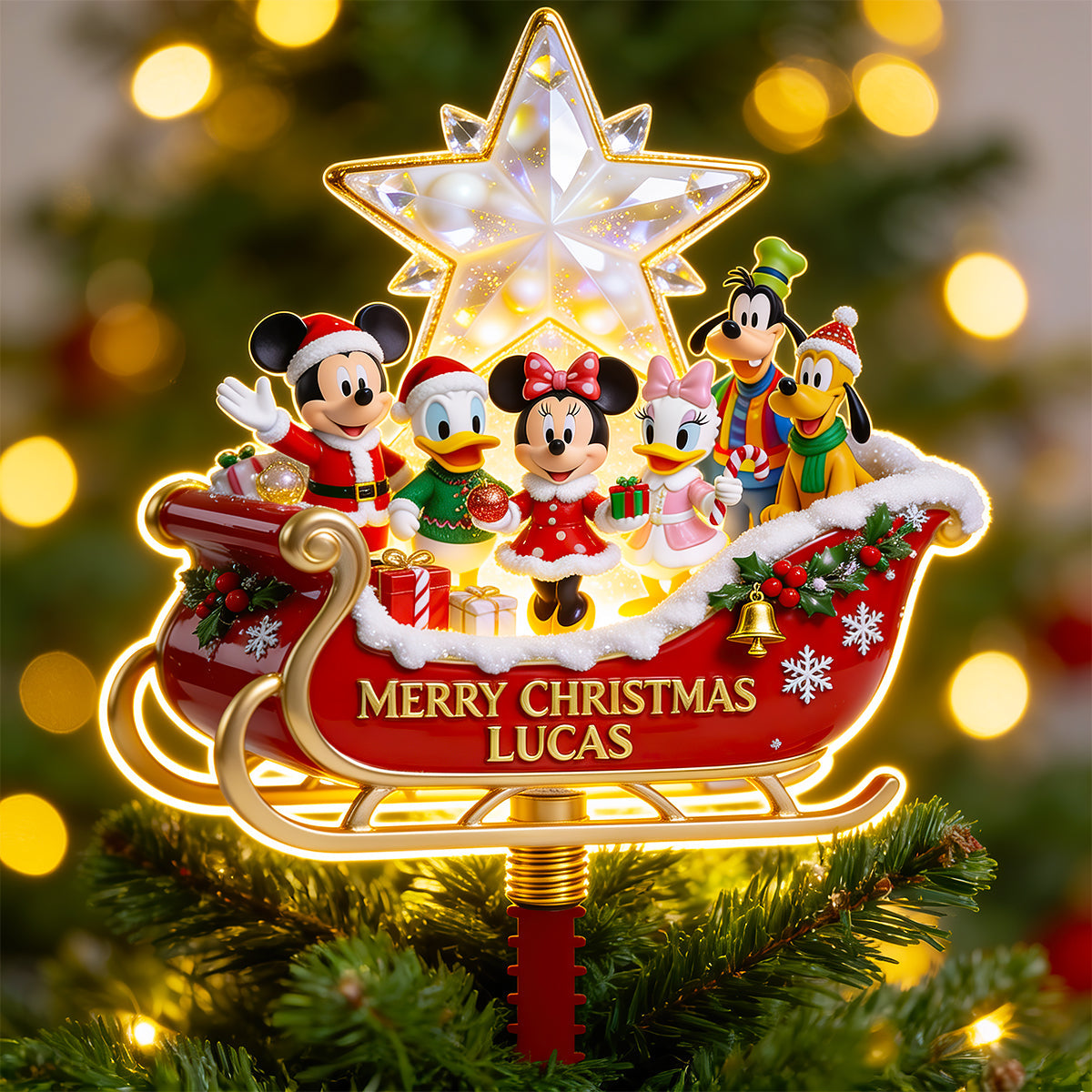 Celebrate the Season with 'Merry Christmas' - Personalized Tree Topper for Families