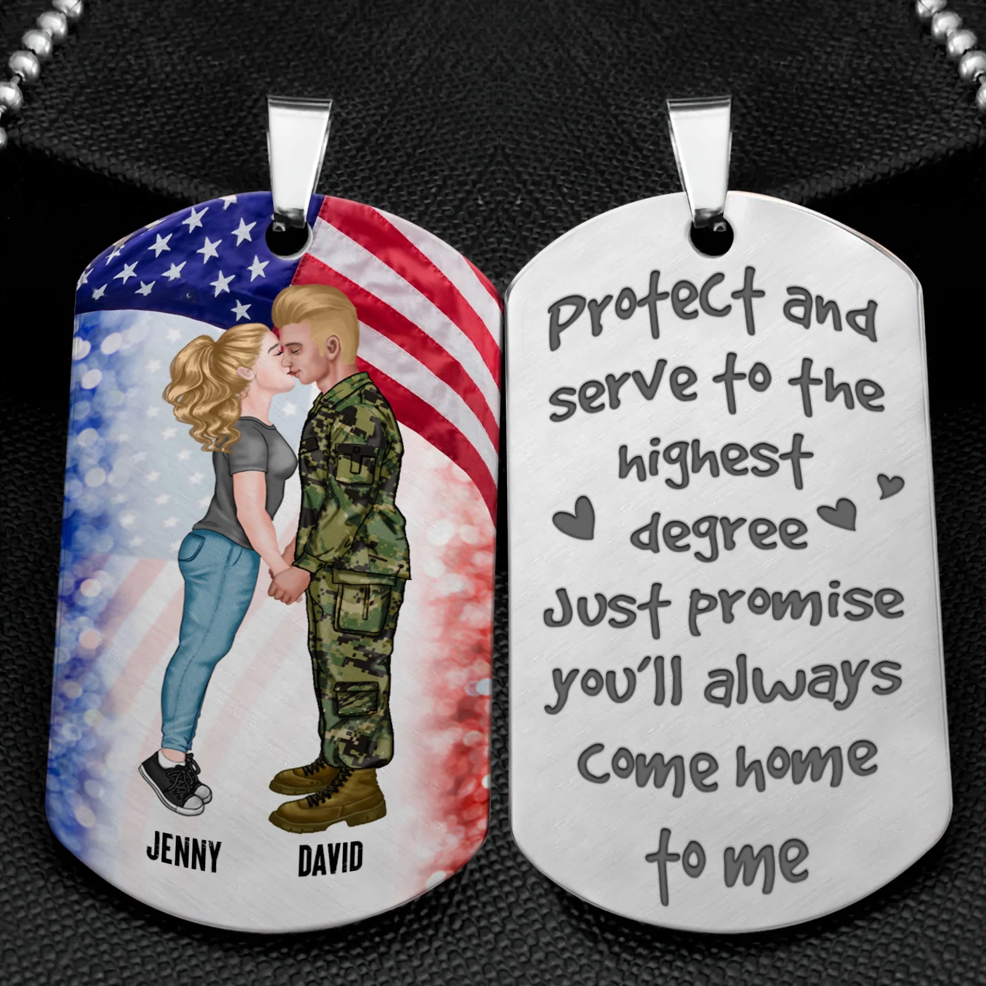 Personalized Military Couple Dog Tag - Always Come Home to Me