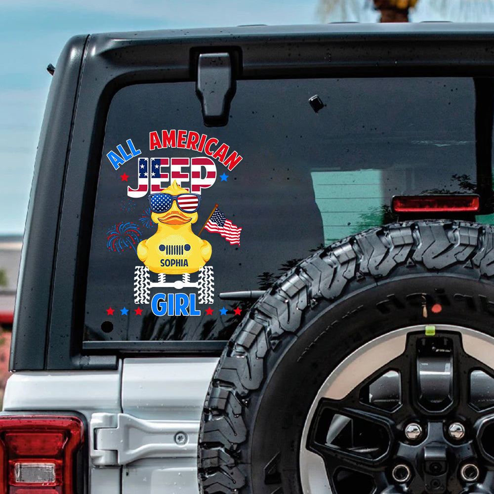 Custom All American Jeep Girl Decal for Car Lovers Decal Sticker PopCulturePrints