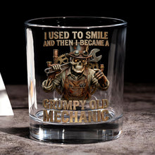 Load image into Gallery viewer, "I Used to Smile and Then I Became a" - Grumpy Old Mechanic Decanter Set - Personalized Gift for Mechanics Bottle PopCulturePrints
