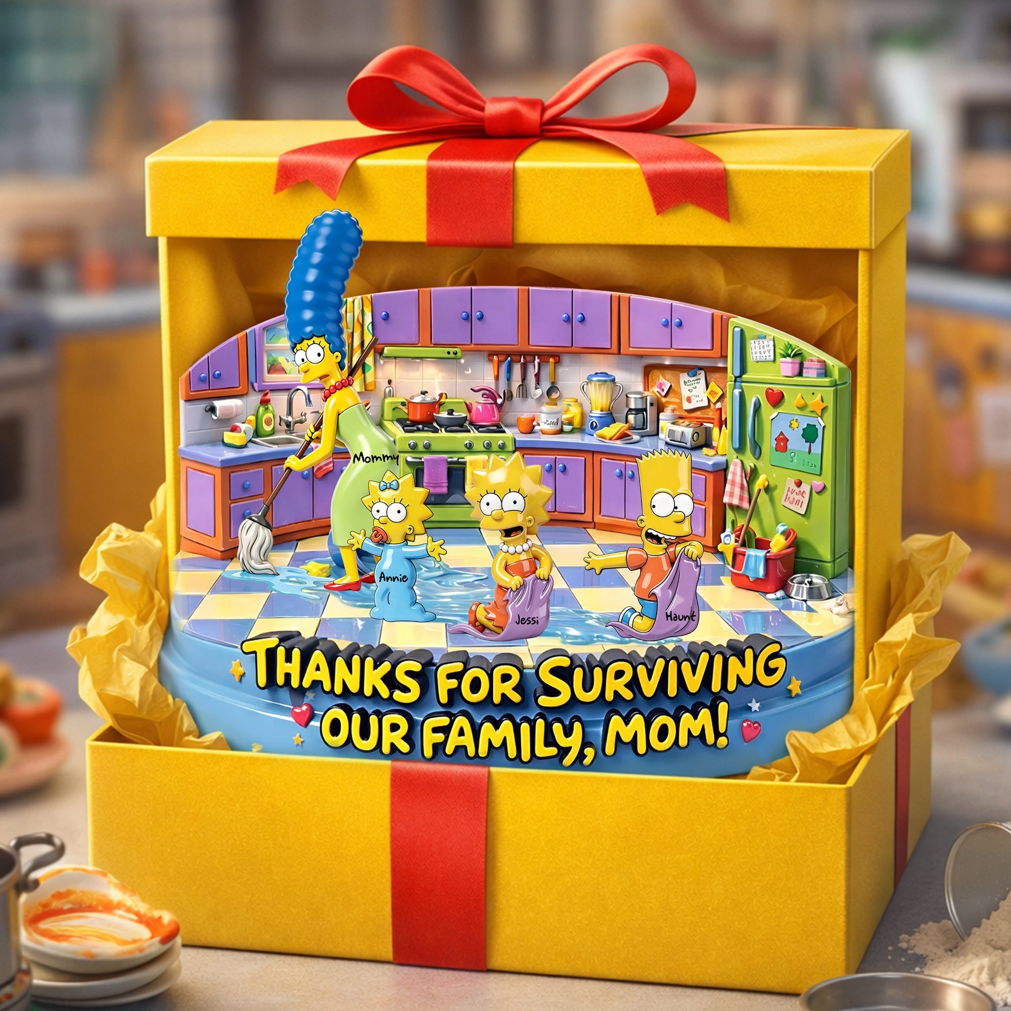 “Thanks for Surviving Our Family, Mom!” - Personalized Acrylic Plaque for Mom and Grandma Shaped Plaques PopCulturePrints