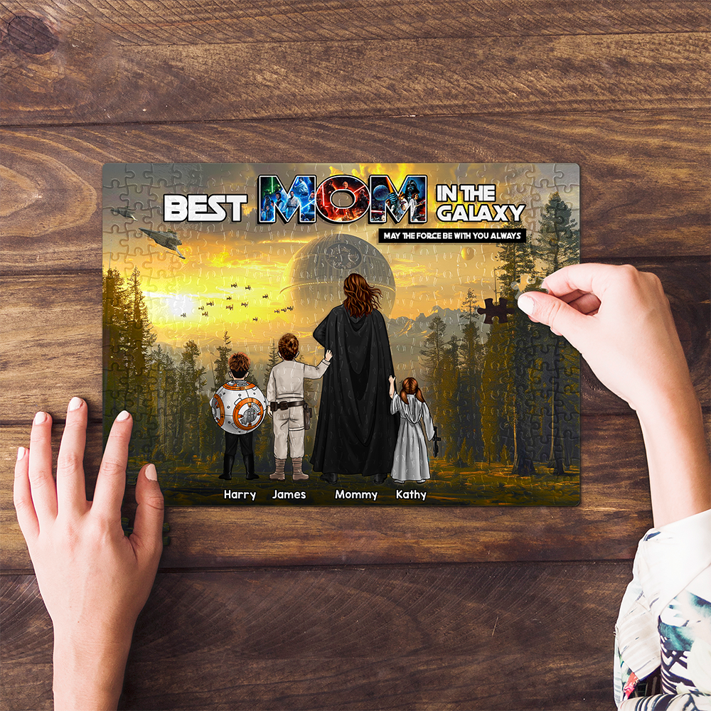 Best Mom in the Galaxy Jigsaw Puzzle - Personalized Gift for Mom and Grandma Jigsaw Puzzles PopCulturePrints