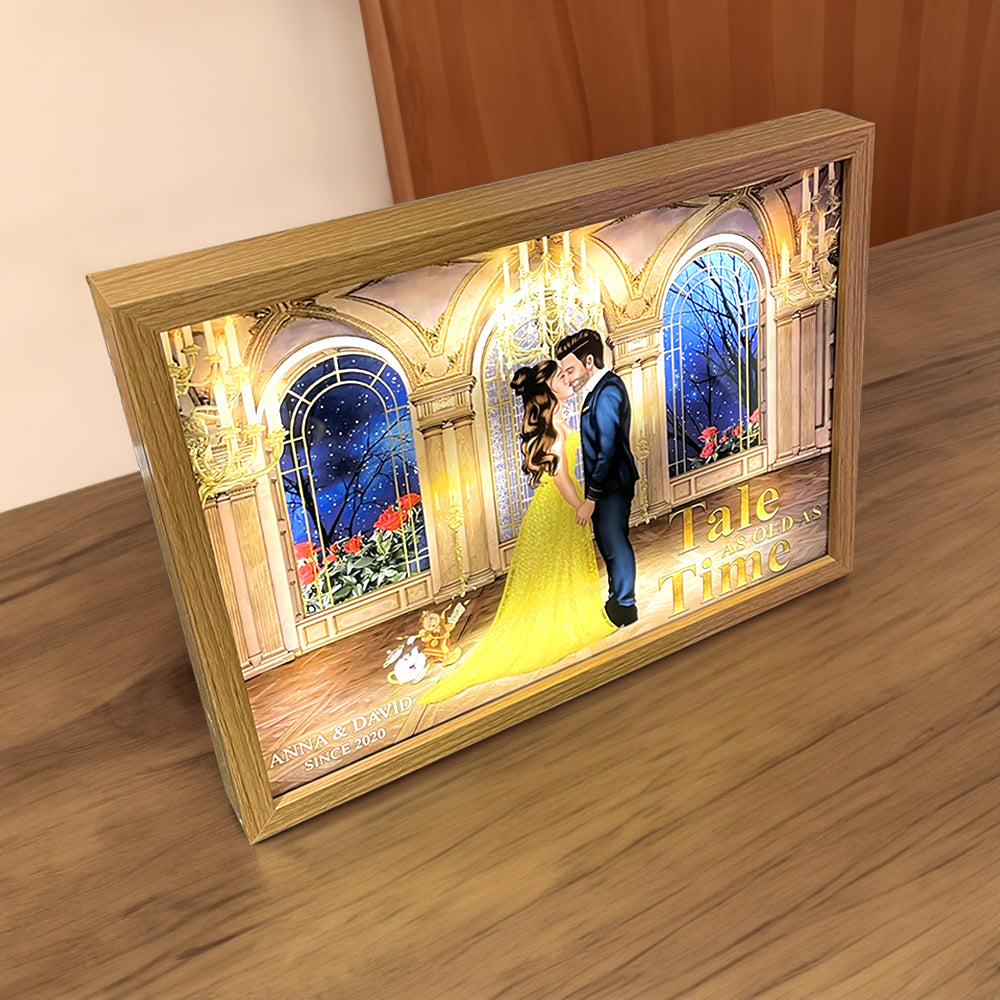 Personalized Wedding Anniversary Light Frame - Kissing Couple at the Palace Light Picture Frame PopCulturePrints